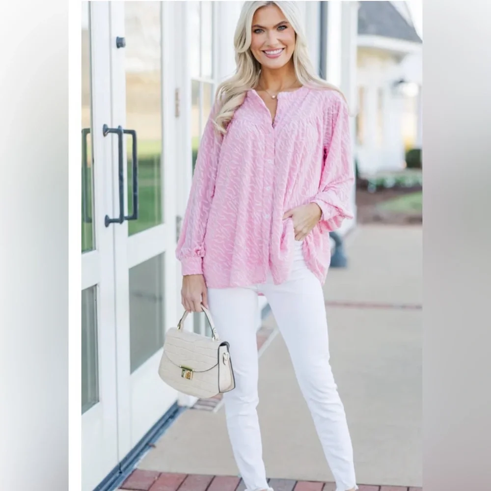 NWT Shop the Mint Pink & White Flowy Babydoll Blouse Tunic | Size Small